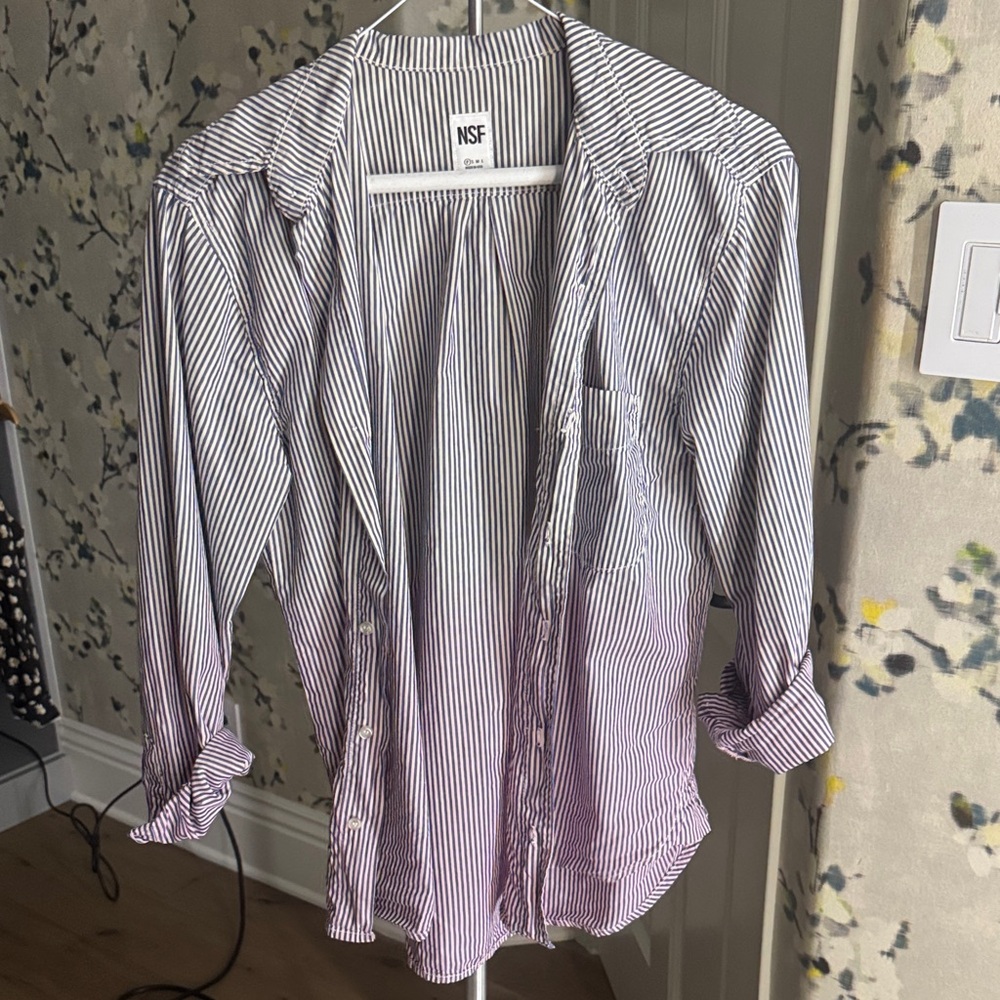 NSF Navy & White Pinstripe Button-Down Shirt